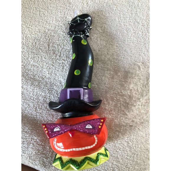 Witch orange Halloween candle & Holder - Picture 1 of 5